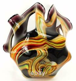 Jozefina Magnifique Vase En Verre D'art Bloqué À La Main Fabriqué À Krosno Pologne