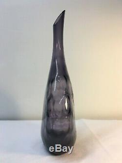 Jp Myers Textcuered Amethys Blenko Bottle Vase. Verre Art MCM