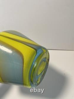 Jug en verre Empoli rayé jaune et gris par Vetreria Artigiana Sanminiatello