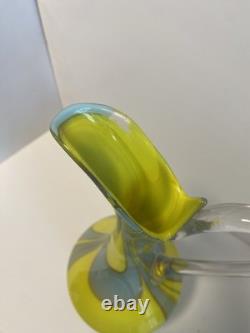 Jug en verre Empoli rayé jaune et gris par Vetreria Artigiana Sanminiatello