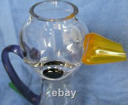 Kosta Boda Art Crystal Duck Pitcher Carafe Vase Suède Signé Engman Clear/color