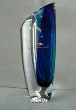 Kosta Boda Goran Warff Signé Saraband Art Glass Vase Blue Lake Las Vegas Resort