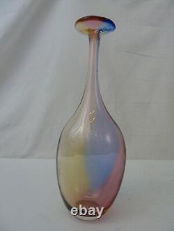 Kosta Boda Signé Kjell Engman Tall 11 Fidji Art Blue Glass Bottle Vase Withbox