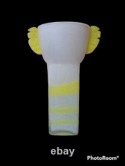 Kosta Boda Ulrica Hydman Vallien Vase en verre soufflé à la bouche blanc jaune 12,5