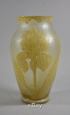 Kralik Bohême Cameo Art Glass Vase Iris, Loetz Era Unsigned