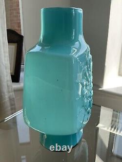 L'italien Carlo Moretti Stelvia Vase De Verre Casé Mi-cente Aqua Flocons De Neige Stunning