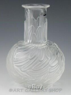 Lalique Framce Cristal Art Verre 5-1 / 8 Petites Plumes Bud Vase Rare