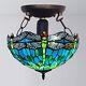 Lampe De Plafond De Style Tiffany / Lumière Verte De Dragonfly Art 16 Abat-jour Artisanal Maison