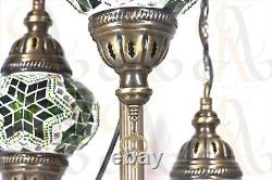 Lampe de sol turque marocaine Lampe multicolore à trois globes avec ampoules