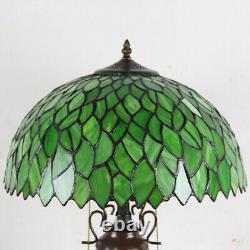 Lampe de table de style Tiffany LED avec abat-jour en verre vert, lampe de bureau, éclairage de chevet