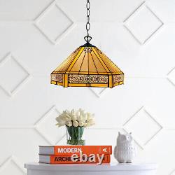Lampes de table/plafond de style hexagonal Tiffany 10-16 en verre teinté jaune fait main