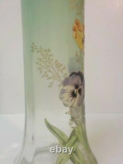 Legras Lamartine Art Nouveau Glass 11.5 Vase, Pansies Émaillées, Vers 1910-25 (#2)