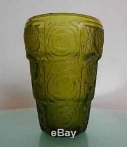 Legras Montjoye Saint Denis Antique Vase Art Déco 1930 Degage Verre Gravé Acide