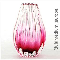 Les Années 1950 Barovier & Toso Rippen Vase Murano Art Vase En Verre Côtelé Rose