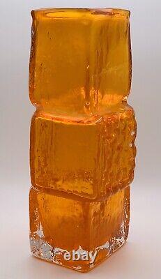 Les Whitefriars Patt. No 9673 Vase Texturé De Bricklayer Drunken En Tangerine G. Baxter