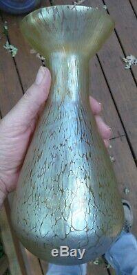 Loetz Art Glass Vase Avec Taches D'huile Évasé Sur Nice