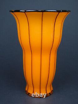 Loetz Ausfuehrung 157 Vase En Verre Orange Et Noir 1914 Art Déco Tango Bohemian