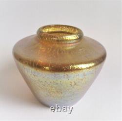 Loetz Candia Papillon Gold 5 Iridescent Antique Bohemia Art Nouveau Glass Vase