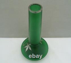 Loetz Glass Art Nouveau Jugendstil Green Vase Creta Glatt Silver Overlay C1900