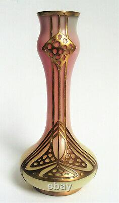Loetz Kralik Autriche Superposition Rose Opalescent Uranium Art Nouveau Vase En Verre 1900