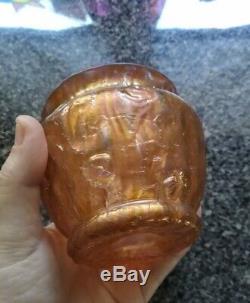 Loetz Orange Métallisé Astglas Art Vase Bowl 3.5 Menthe