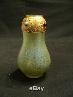 Loetz Petite Vase Miniature À Bijoux En Verre Art Nouveau Iridescent, V. 1900