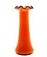 Loetz Tango Vase De Verre Blown Orange Avec Ruffle Noir Rim Bohemian Tchèque Labeled