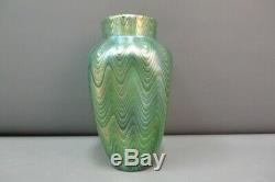 Loetz Titania Art Vase En Verre Vert C. 1905 7h