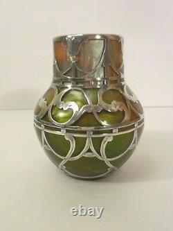 Loetz Titania Silver Overlay Art Glass 4.5 Vase, C. A.c. Prize, Vers 1911