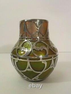 Loetz Titania Silver Overlay Art Glass 4.5 Vase, C. A.c. Prize, Vers 1911