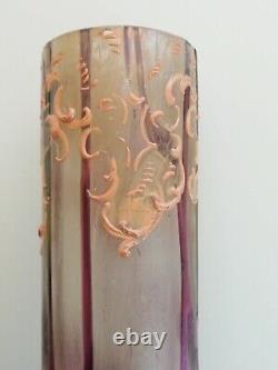 Loetz/bohemain Violet Coloured Iridescent Art Nouveau Vase En Verre