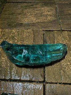 Longue pièce décorative en verre de laitier vert aqua de 7,5 kg