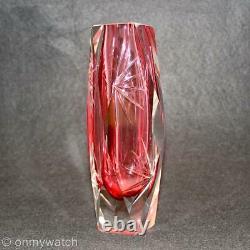 Lovely Vtg Murano Italie Mandruzzato Vase 61⁄2 Facets Italien Art Glass Cut