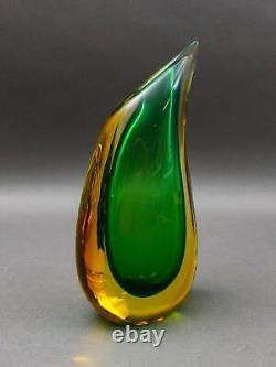 Luigi Onesto Vase en verre d'art Murano Sommerso en forme de goutte d'eau 9 5/8 pouces