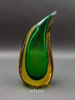 Luigi Onesto Vase en verre d'art Murano Sommerso en forme de goutte d'eau 9 5/8 pouces