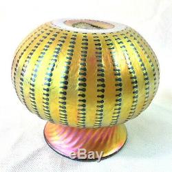 Lundberg Studios 1999 Enregistrez-vous Or Irisé Aurene Art Glass Vase 5 1 / 8h Contemp