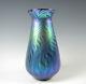 Lundberg Studios Art Glass Vase Bleu Irisé