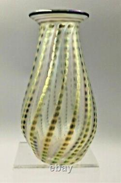 Lundberg Studios Iridescent Art Glass Vase Signé / Daté 2011
