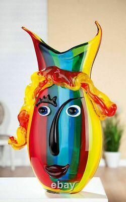 MASSIF ! Vase en verre d'art abstrait grotesque en hommage à Picasso de 37cm