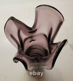 MCM 11 #6010 Amethyst Purple Vase Wayne Husted Blenko Studio Verre D'art Tiré