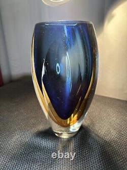 MCM, Vase en verre Murano Sommerso, géométrique facetté, vase italien