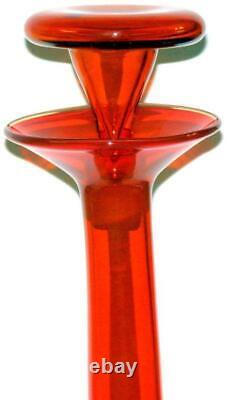 MID Century Blenko Art Glass Husted Tangerine Floor Decanter Vase # 561