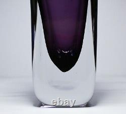 MID Century Modern Art Glass Upscale Amethyst Couleur Vase Lourd Massif