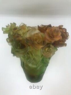 Magnifique Nancy Daum Style Art Verre Rose Vase 21/21/19 CM 6,4lb Signé France