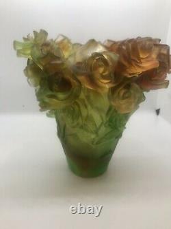 Magnifique Nancy Daum Style Art Verre Rose Vase 21/21/19 CM 6,4lb Signé France