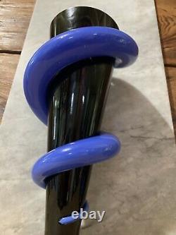 Magnifique Studio Rosenthal-linie Vase En Verre D'art Postmoderne Snake Bleu Noir 12