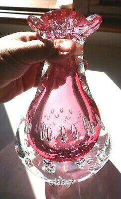 Magnifique Vase D'art En Verre Rose De Murano