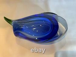 Magnifique Vase De Déesse Multi Somerso Art Glass Freeform. Bord Bleu/vert. Sympa.