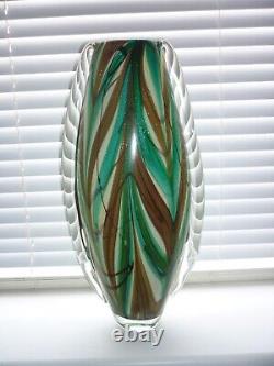 Magnifique Vase De Style Murano En Verre D'art Bloqué À La Main. Rp£230,00