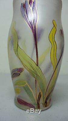 Magnifique Vase En Verre Art Bohemian Fritz Heckert Antique, Env. 1890-1900